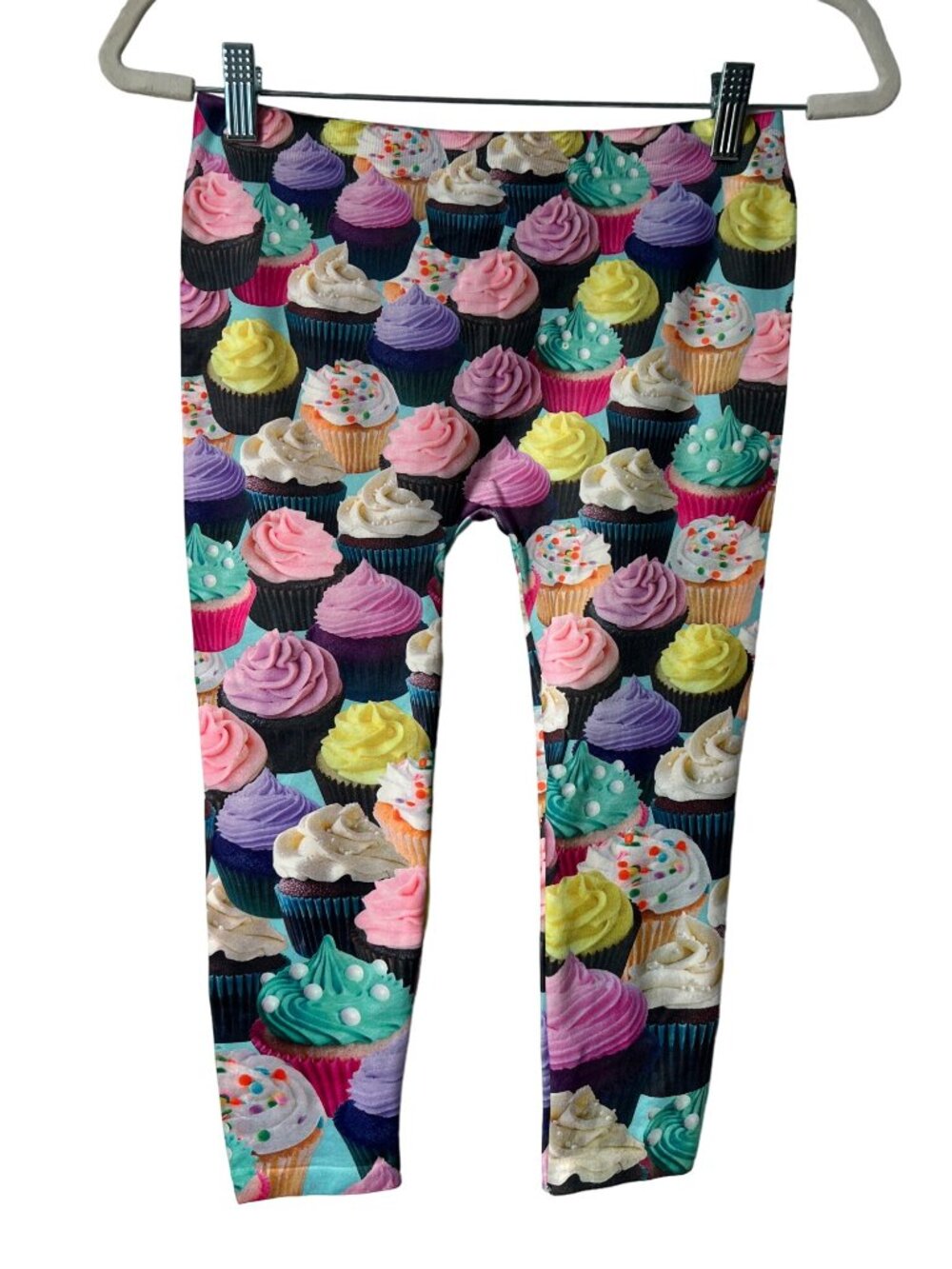 SO Leggings Size 10/12 Seamless Crazy Cupcake Print Multicolor Kidcore NEW